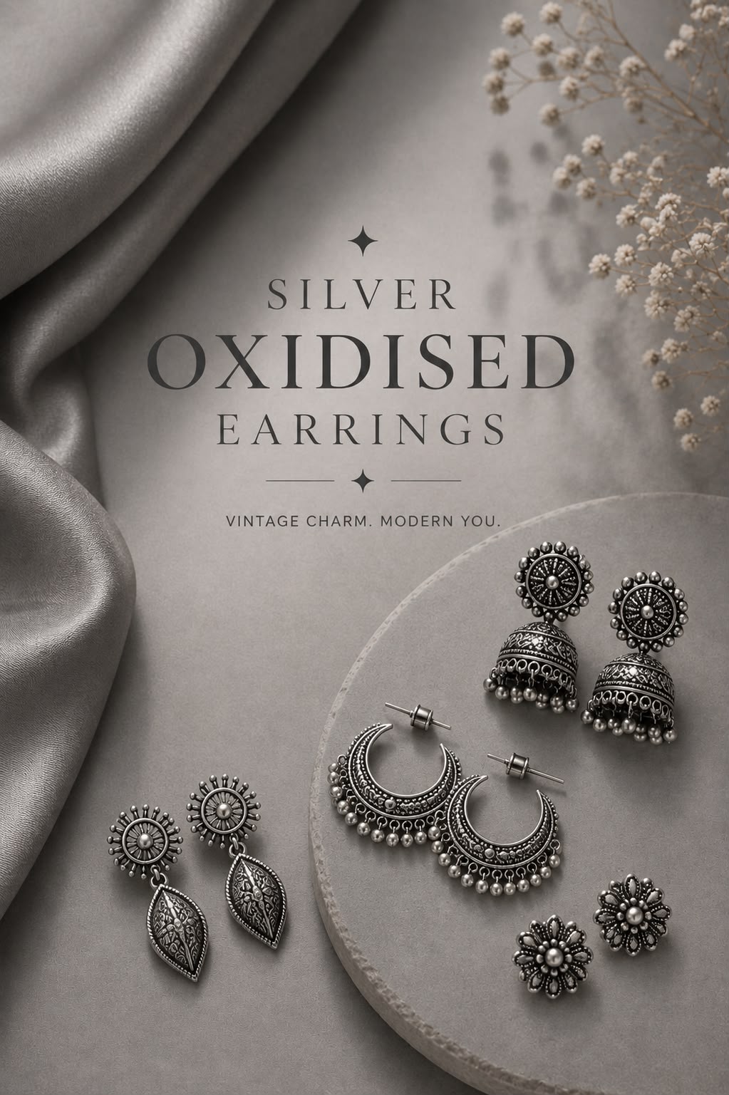 Silver Oxidised Earrings