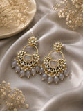 Grey Kundan Chandbali Earrings | Pearl & Stone Statement Earrings
