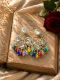 Rainbow Kundan Statement Chandelier Earrings