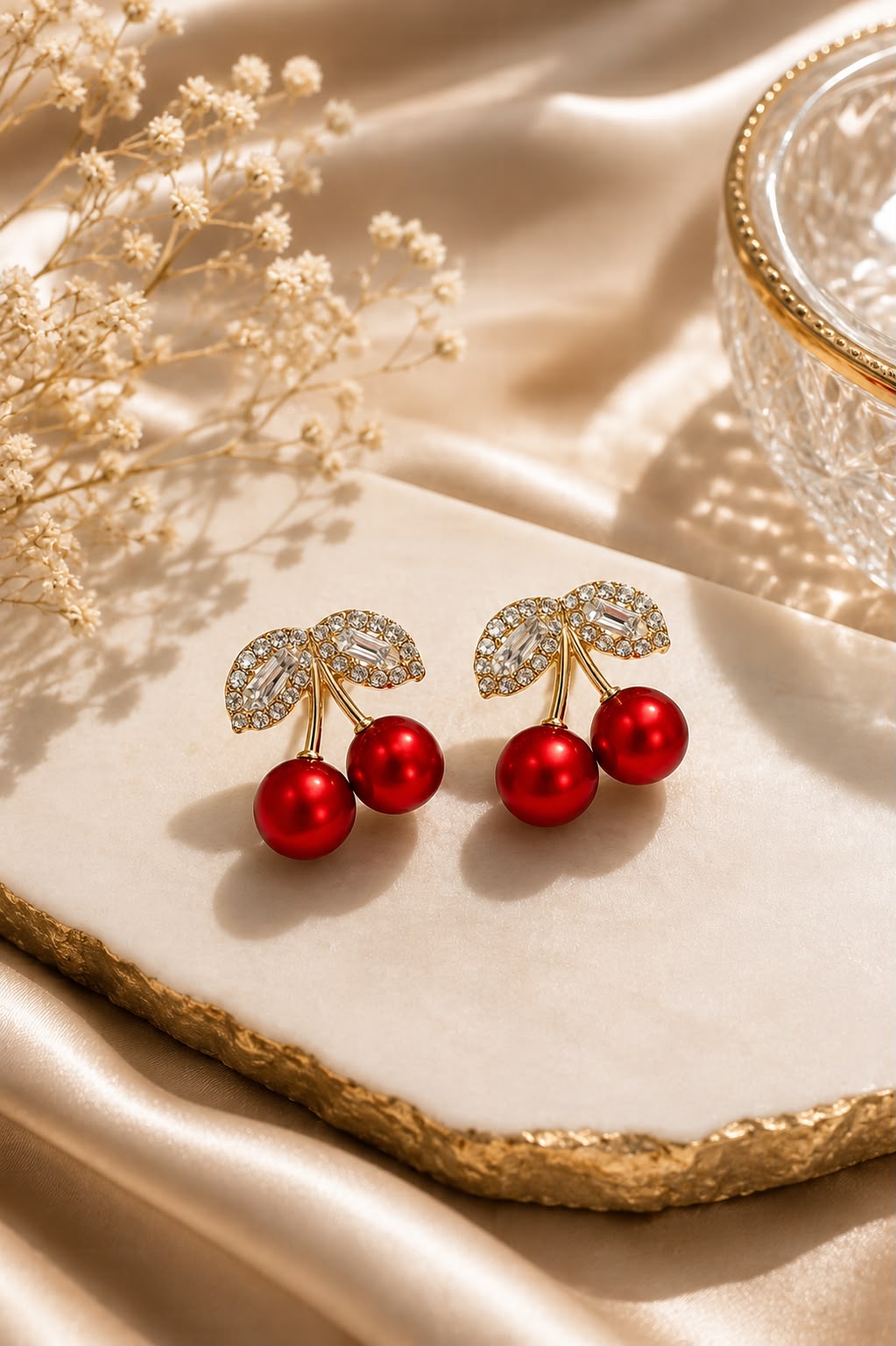 Luxe Cherry Crystal Studs