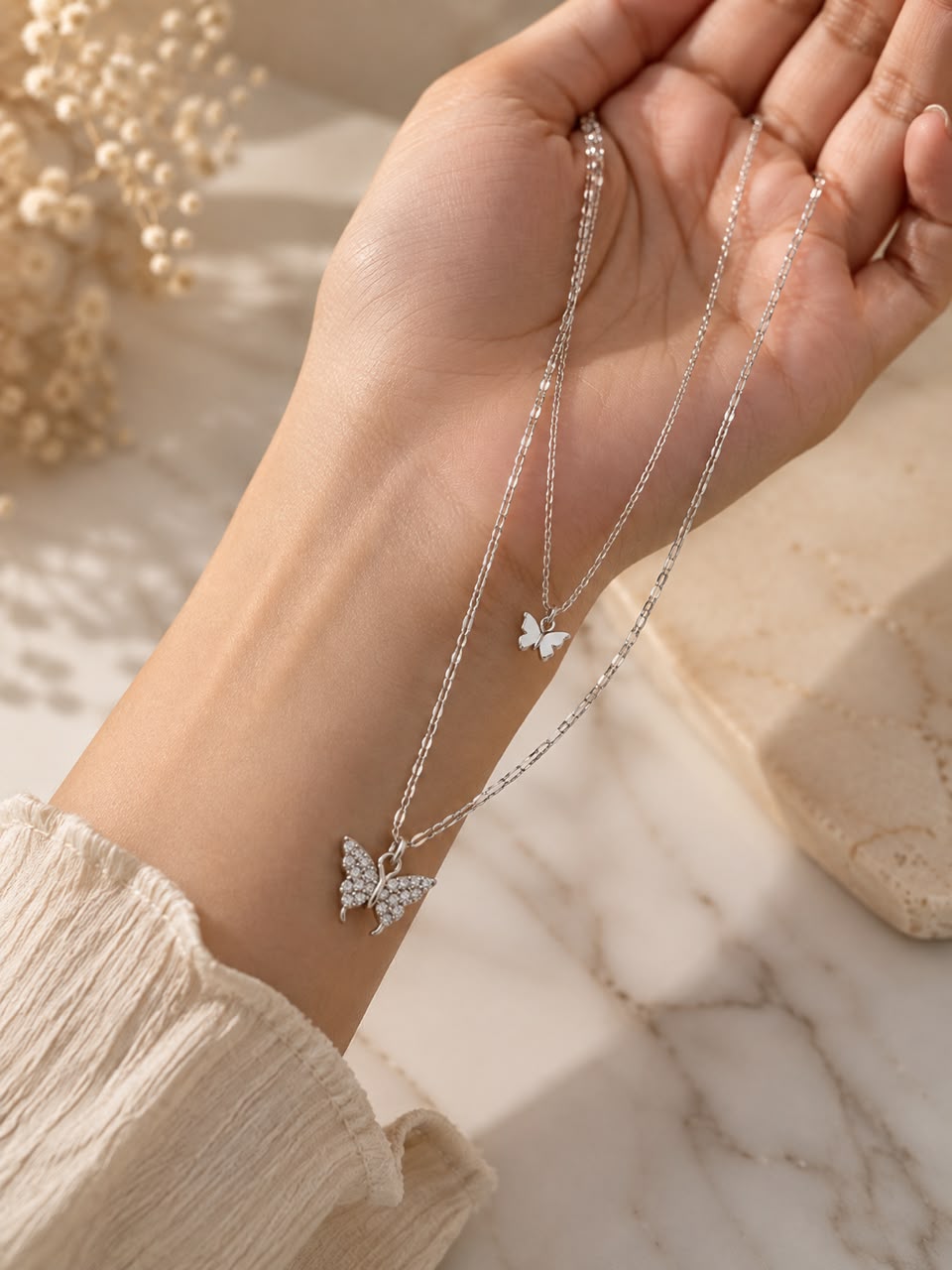 Korean Butterfly Layered Necklace