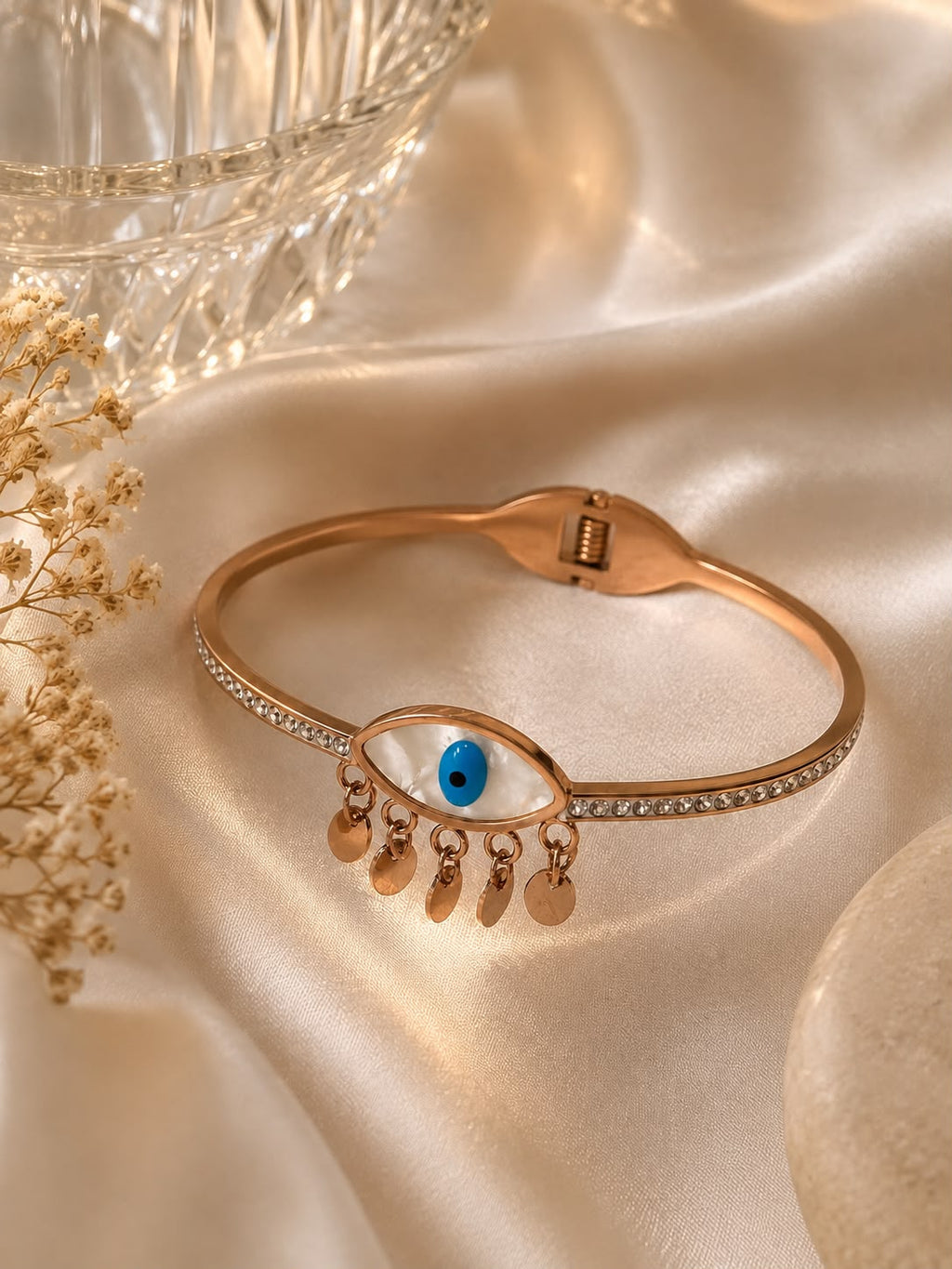 Rose Gold Evil Eye Charm Bracelet