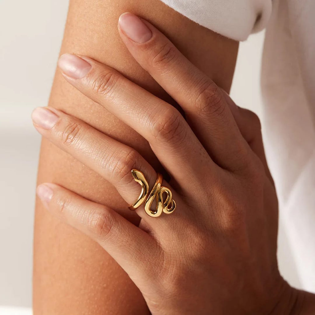 Serpentina Gold Adjustable Snake Ring