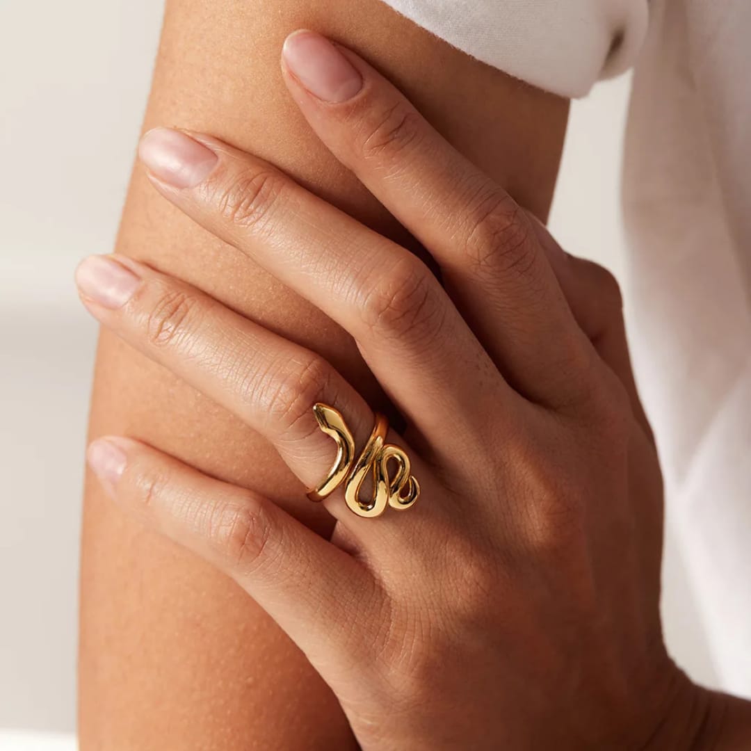 Serpentina Gold Adjustable Snake Ring