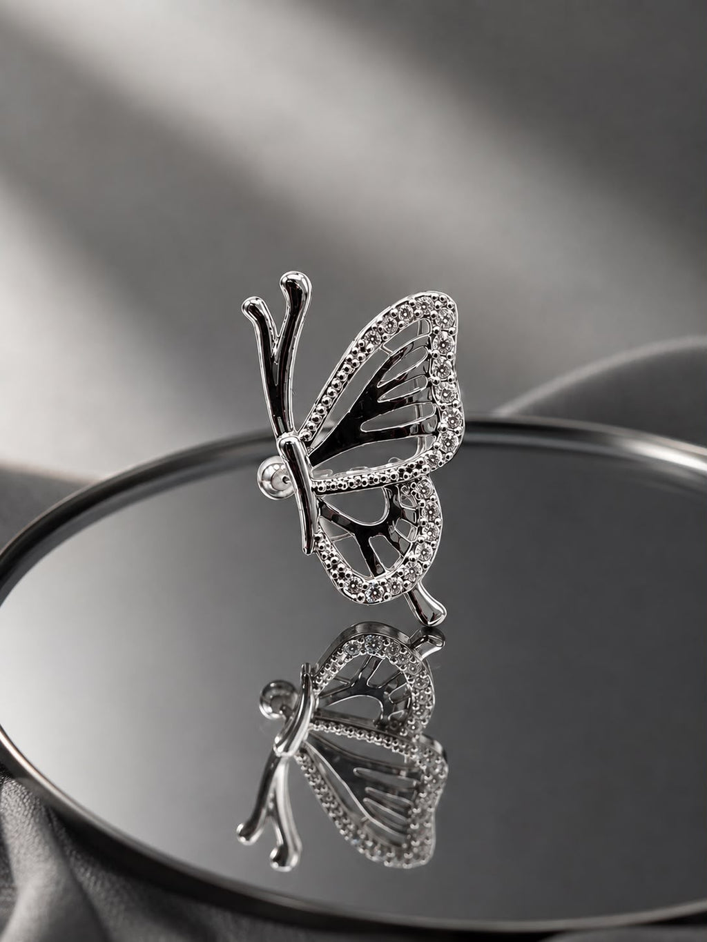 Silver Butterfly Crystal Ear Cuff