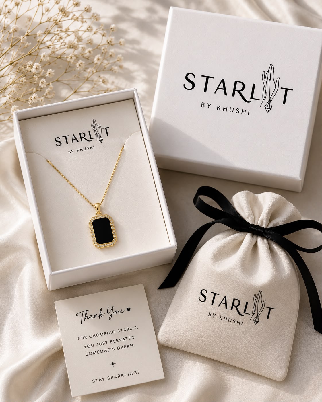 Noir Luxe Anti-Tarnish Black Pendant Necklace