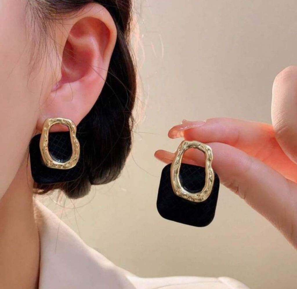 Auric Melt Textured Geometric Stud Earrings
