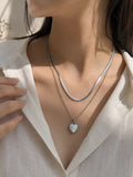 Silver Heart Layered Necklace