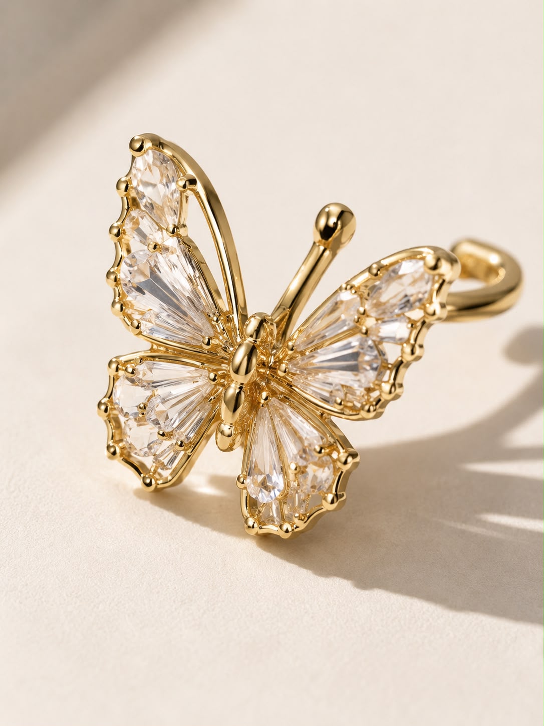 Golden Butterfly Crystal Ear Cuff