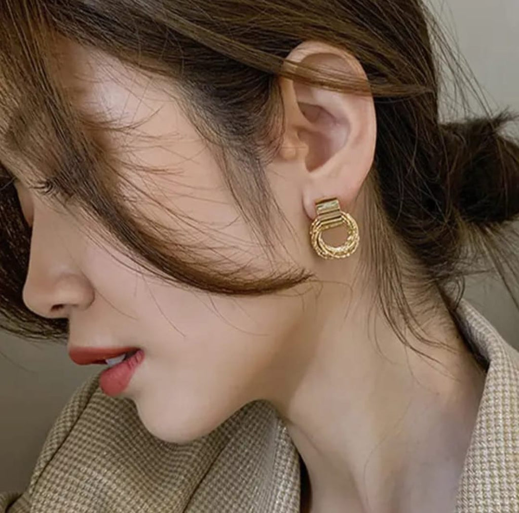 Luna layered Circle Drop Earrings
