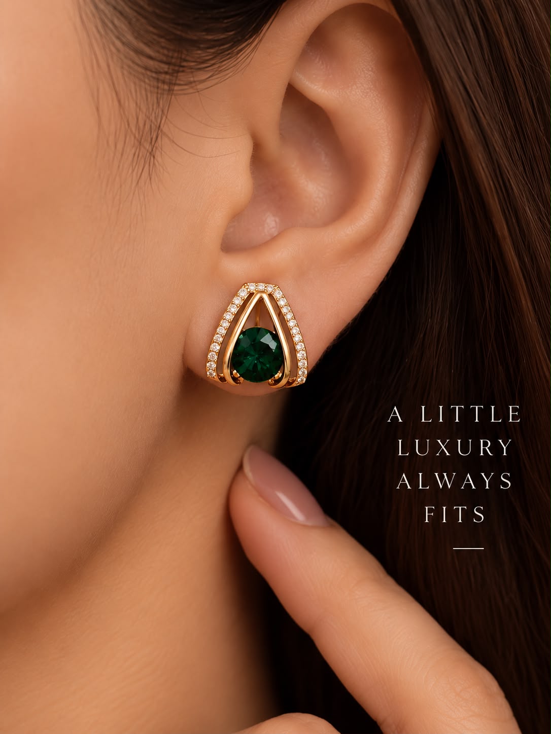 Emerald Luxe Pavé Triangle Studs