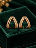 Emerald Luxe Pavé Triangle Studs
