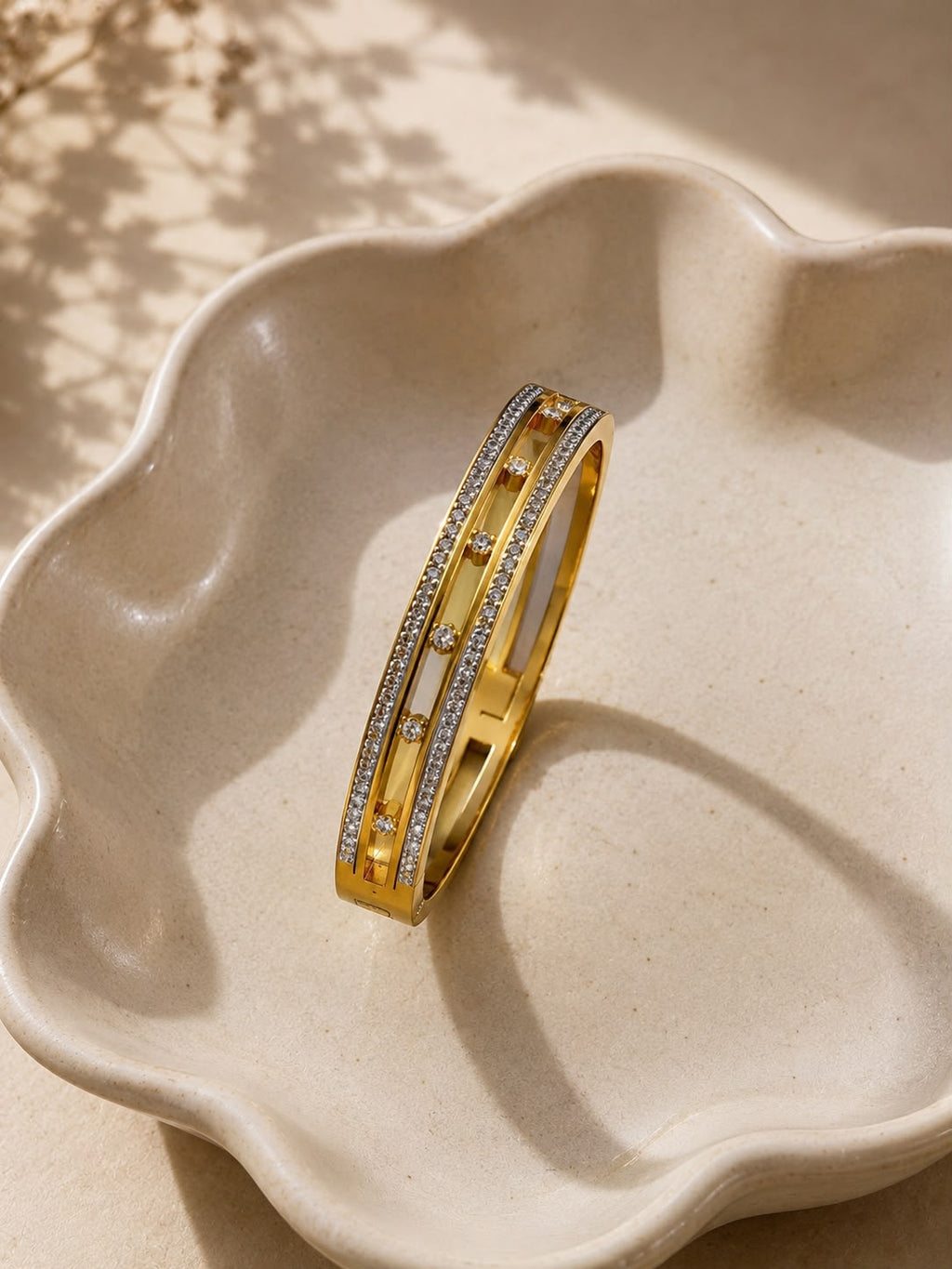 Celeste Spark Anti-Tarnish Crystal Openwork Bracelet (Gold)