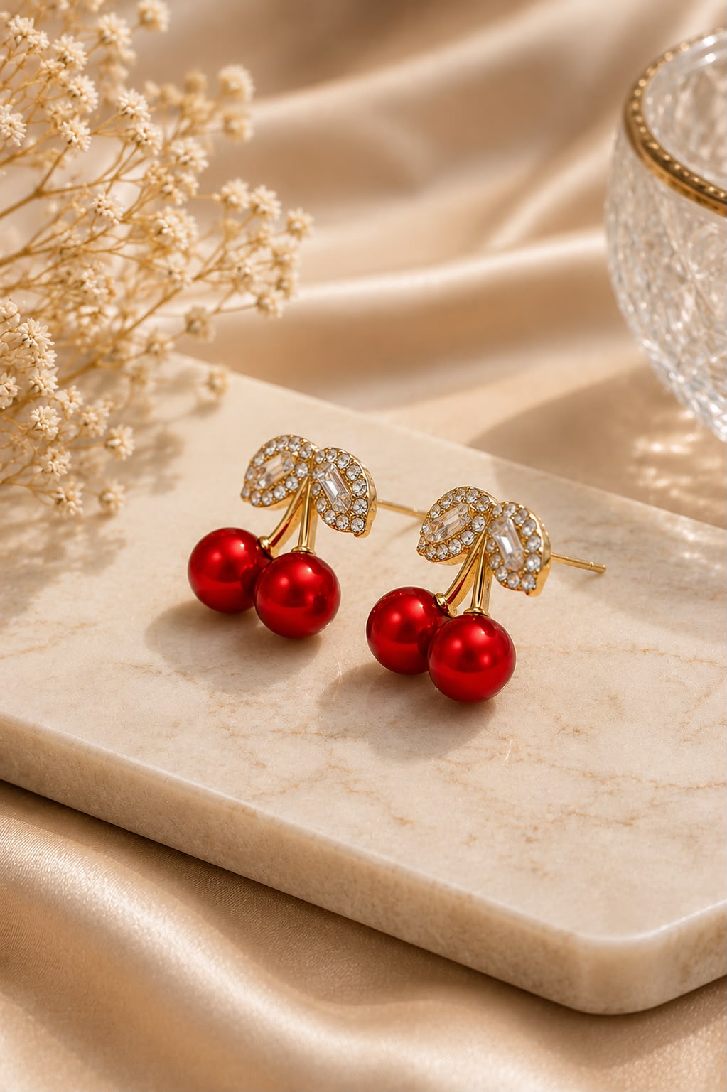 Luxe Cherry Crystal Studs