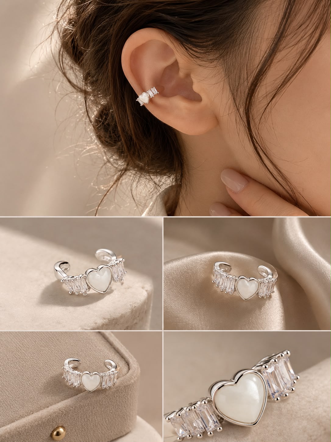 Celeste Heart Crystal Ear Cuff