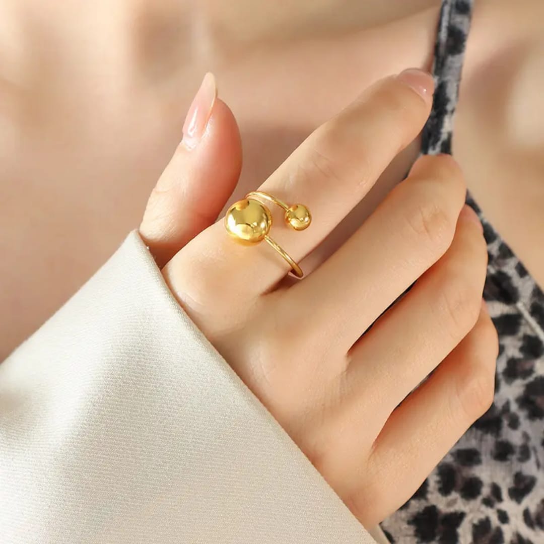 Celeste Duo Orb Adjustable Ring
