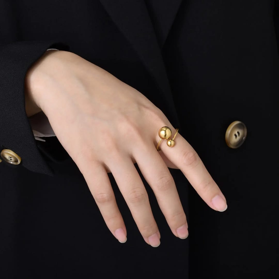 Celeste Duo Orb Adjustable Ring