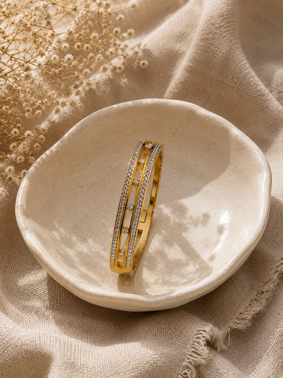 Celeste Spark Anti-Tarnish Crystal Openwork Bracelet (Gold)