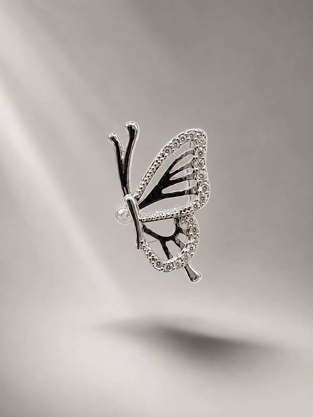 Silver Butterfly Crystal Ear Cuff