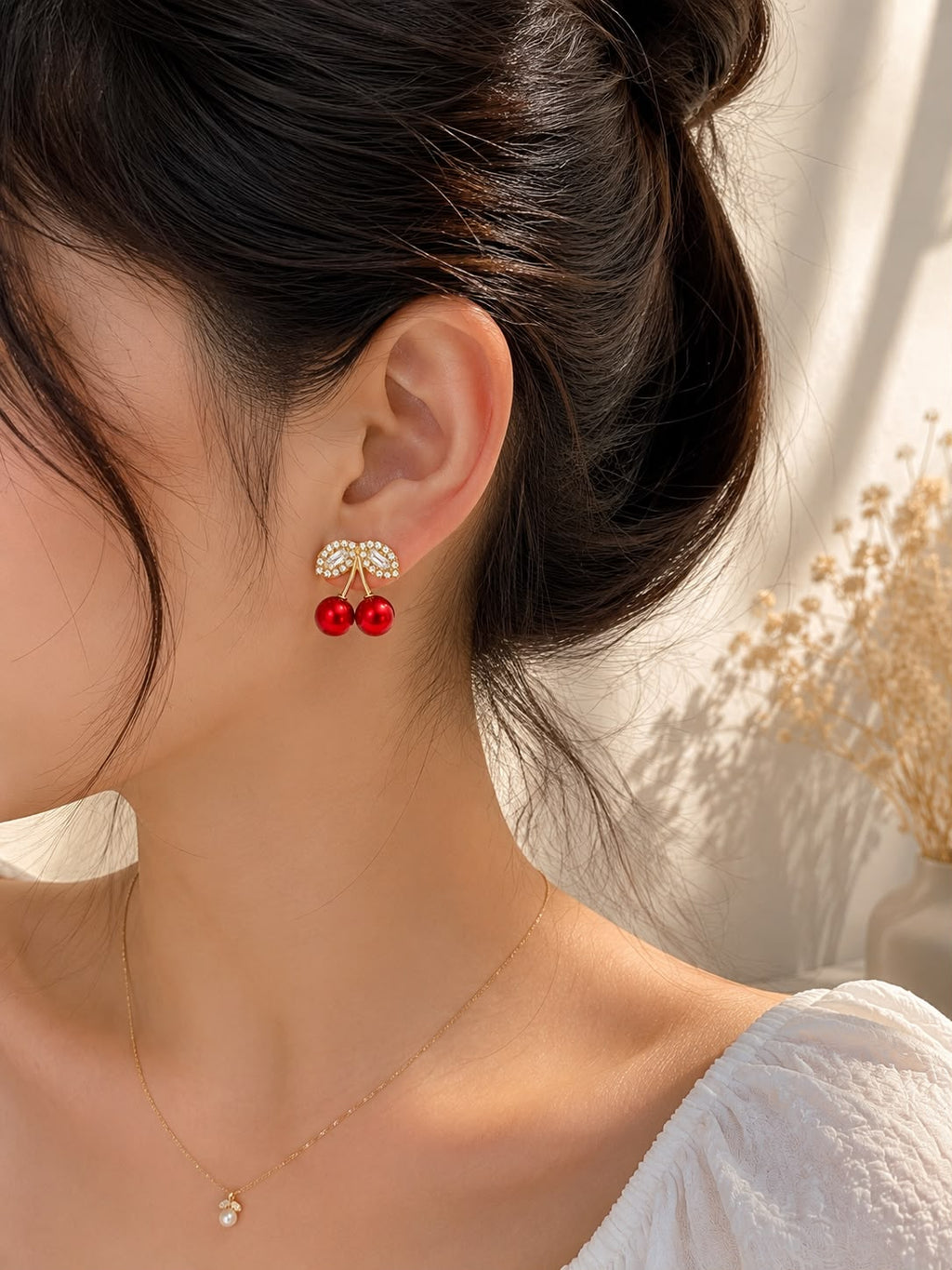 Luxe Cherry Crystal Studs