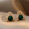 Gold Plated Emerald Diamond Stud