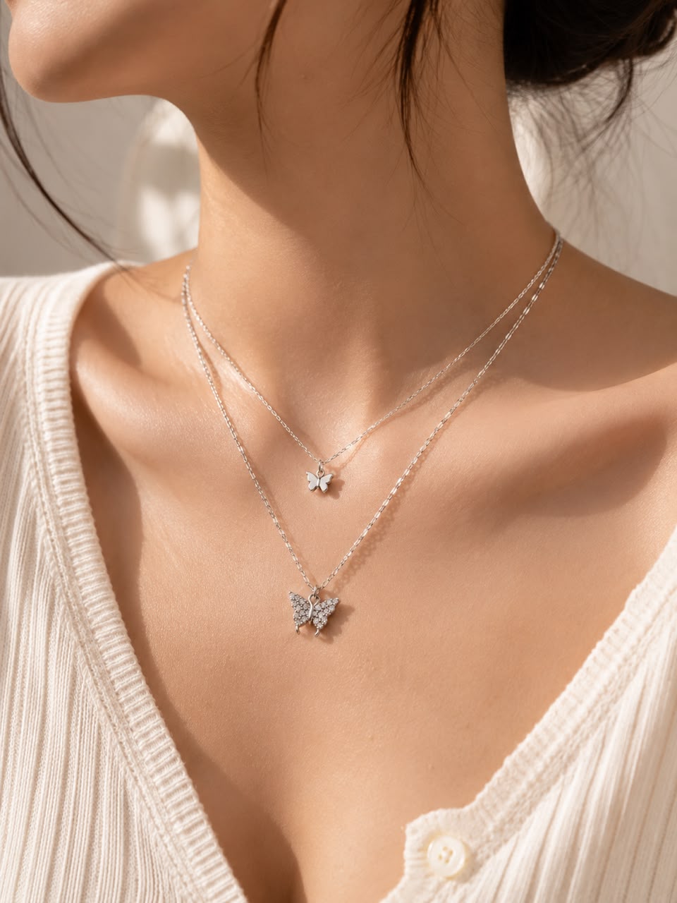 Korean Butterfly Layered Necklace