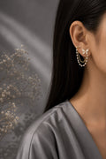 Butterfly Pearl Chain Ear Cuff and Stud Earrings