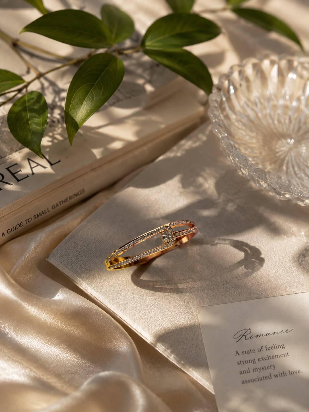 Luxe Halo Anti-Tarnish Gold Crystal Bracelet for Women