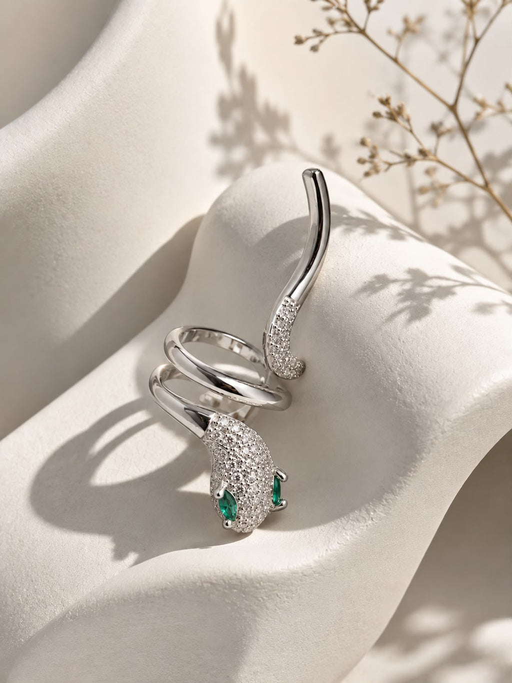 Silver-Tone Serpent Wrap Cuff Earring