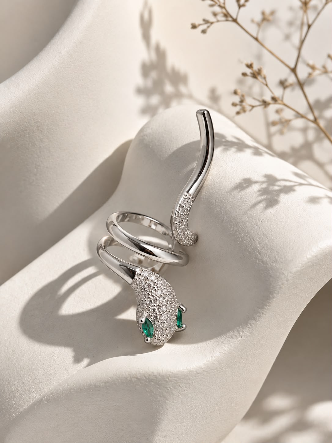Silver-Tone Serpent Wrap Cuff Earring